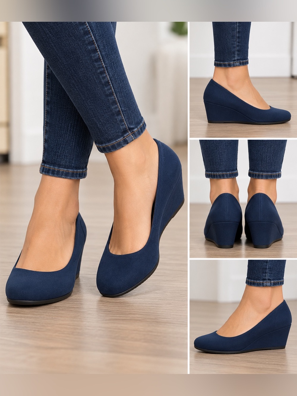 TRARY Better Moves Navy Wedge Heels size 7.5
